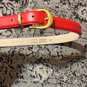 Capezio Red Leather Belt with Gold Buckle